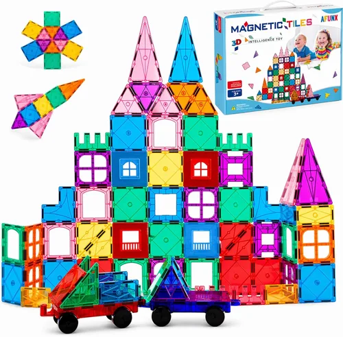 Miniatura 8 de AFUNX Azulejos magnéticos, 116 bloques de construcción magnéticos, bloques magnéticos de diamante 3D, juguetes de construcción para niños, juguetes