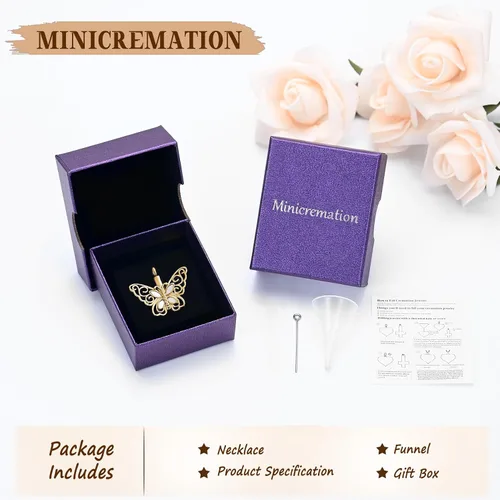 Miniatura 70 de Minicremation Joyas de cremación para cenizas – Collar conmemorativo de mariposa con colgante de urna para cenizas de seres queridos