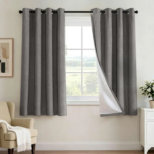 Miniatura 32 de H.VERSAILTEX - Cortina opaca 100 % de lino de 108 pulgadas de largo para dormitorio, con aislamiento térmico, lino texturizado, ahorro de energía