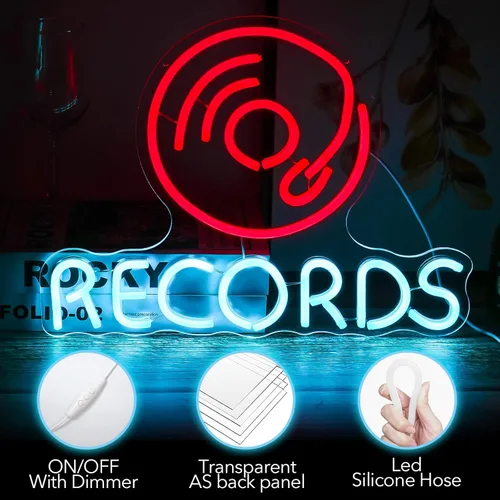 Miniatura 3 de Letrero de neón para discos de vinilo, luces de neón para decoración de pared, decoración de pared LED de música funky, letrero estético de neón