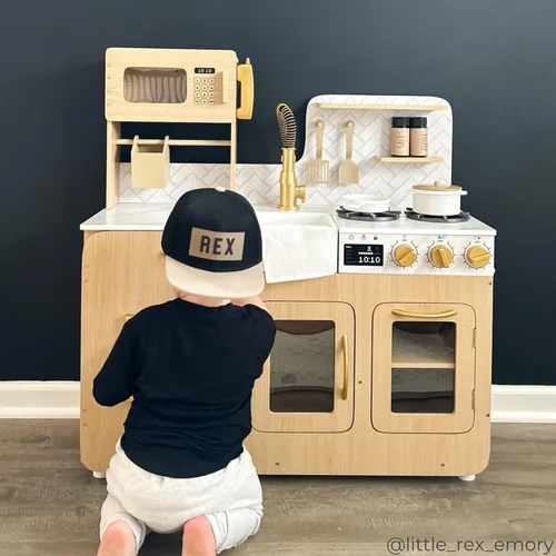 Miniatura 6 de Teamson Kids Little Chef Cyprus - Juego de cocina de juguete para niños pequeños con 14 accesorios, juego de cocina de juguete de madera para niños