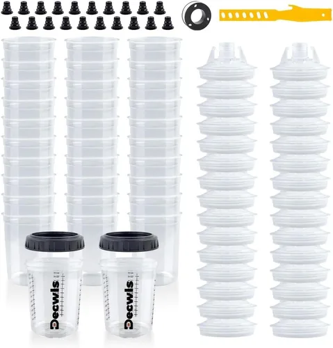 Vasos de pintura desechables de 6 onzas (165ml), mini vasos mezcladores de pintura con tapa y paquete de 30 vasos de pintura para pistola rociadora