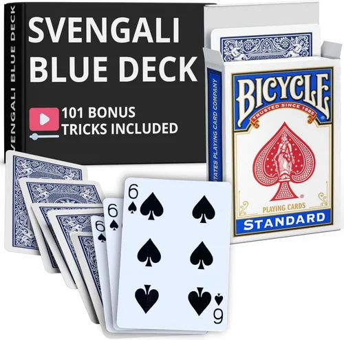 Miniatura 56 de Ted's Sterling Magic Precision Blue Rider Back Bicicleta Svengali Deck con instrucciones para más de 100 trucos (2 de clubes)