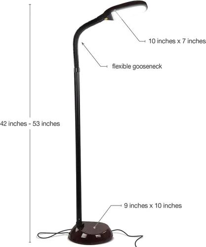 Miniatura 9 de Brightech Litespan - Lámpara de pie LED brillante para manualidades y lectura; moderna, de poste de cuello de cisne; ajustable; ideal para salas