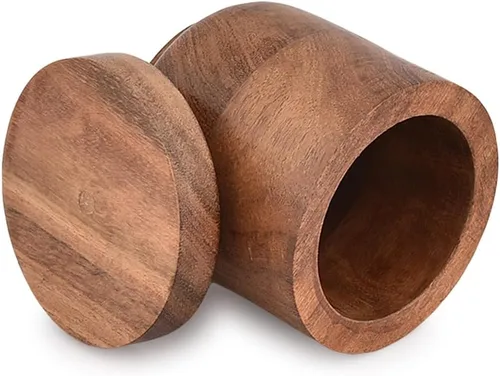 Miniatura 3 de NIRMAN Joyeros de madera de acacia, cajas de joyería para anillos de boda para aniversario, compromiso, boda, Navidad (3 x 3 x 3.5 pulgadas)