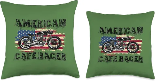Miniatura 3 de American Cafe Racer Motorcycle Apparel and Merch American Cafe Racer Biker Men Women Adult Teens Boys Girls Throw Pillow, 16x16, Multicolor