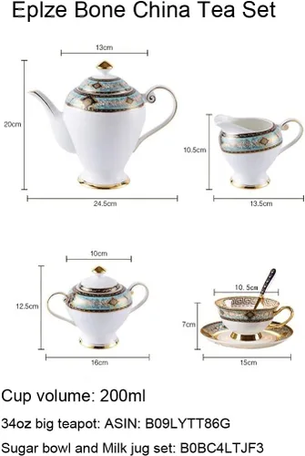Miniatura 6 de YBK Tech - Juego de tazas y platillos de porcelana de hueso estilo europeo, taza de café de cerámica para el hogar, cocina, boda