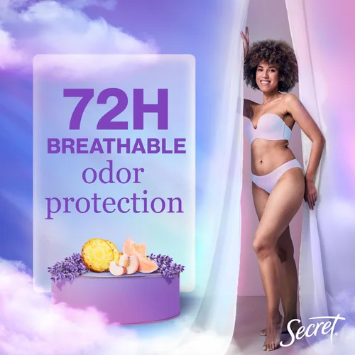 Miniatura 3 de Secret Desodorante antiperspirante fresco para mujer, 72 horas de protección transpirable contra el sudor y el olor, frescura instantánea y suave