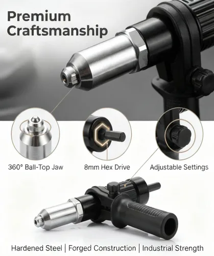 Miniatura 4 de Kit adaptador de pistola de remache eléctrica profesional, adaptador de pistola de remache eléctrica de grado profesional con mango extraíble, 4