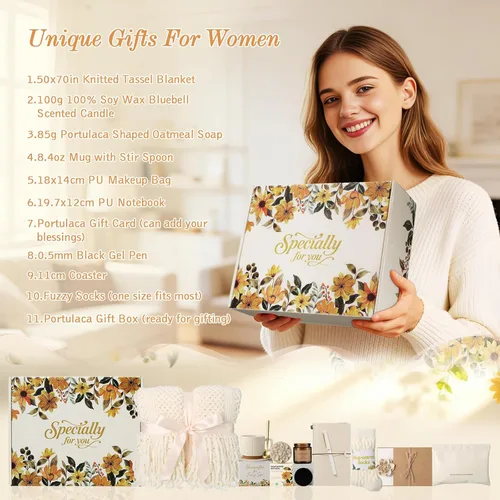 Miniatura 2 de Regalos para mujeres con cuidado personal, caja de regalo de cumpleaños para mujeres, mamá, amiga, cestas de regalo de condolencias para mujeres