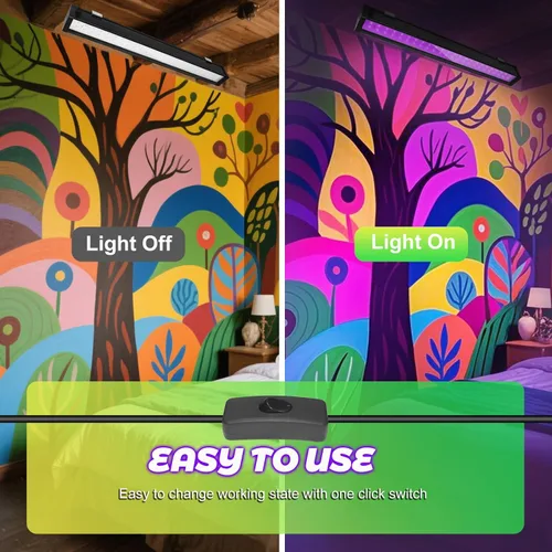 Miniatura 5 de Paquete de 1 barra de luz LED negra de 24 W, suministros de fiesta de luces negras para Halloween, fluorescente, fiesta, dormitorio, sala