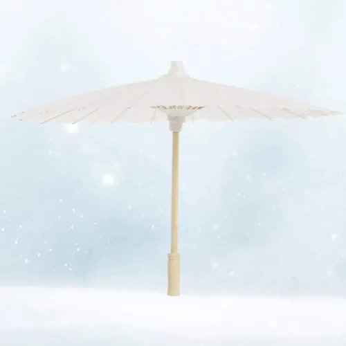 Miniatura 5 de Toyvian Sombrilla de papel decorativo blanco para manualidades y accesorios fotográficos (15.7 pulgadas, mango de estilo aleatorio)