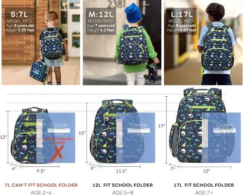 Miniatura 5 de mibasies Boys Backpack 5-8 Lightweight Kids Backpacks Boys - Boy Bookbag for Elementary School - Galaxy Dinosaur
