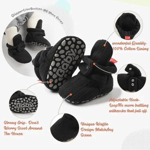 Miniatura 41 de Botines de forro polar para bebés, niños y niñas, pantuflas antideslizantes con agarre suave, zapatos de calcetín para recién nacidos, cuna