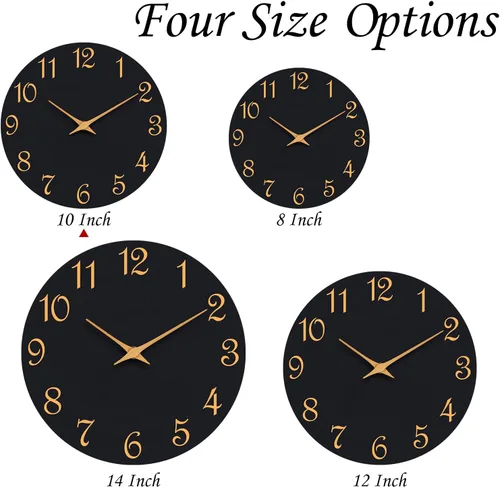 Miniatura 5 de Roymnie Reloj de Pared, Relojes de Pared Modernos de 10 Pulgadas Operados con Batería, Reloj Silencioso Sin Tictac Decorativo para Cocina, Sala