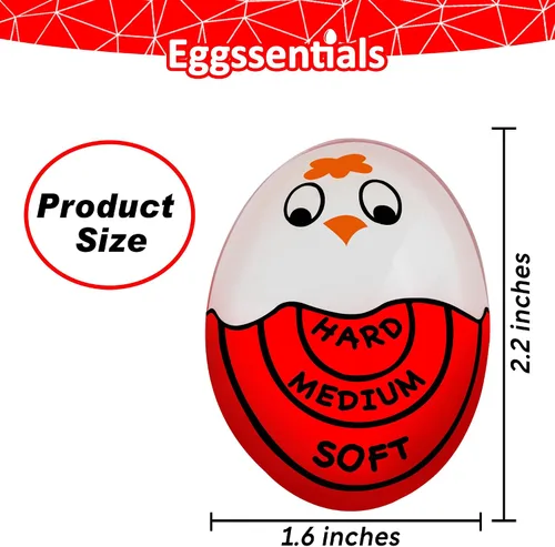 Miniatura 4 de Eggssentials Paquete de 2 temporizadores de huevos rojos que van en el agua – Temporizador de huevos duros para huevos duros y huevos duros suaves