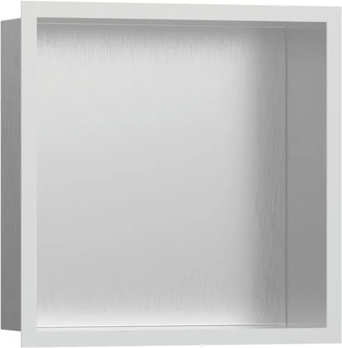 Miniatura 3 de hansgrohe XtraStoris 56097800 - Nicho de pared empotrado individual de acero inoxidable cepillado con marco de diseño de 12 x 12 x 4 pulgadas, acero