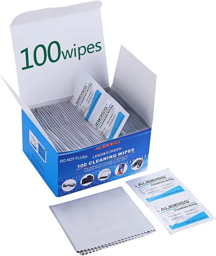 Toallitas de limpieza para lentes pre-humedecidas ALIBEISS Toallitas de pantalla para gafas, cámara, tabletas, teléfonos inteligentes, pantallas y