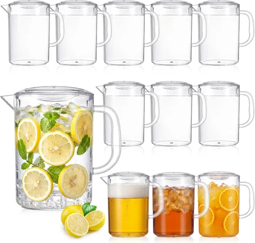 Miniatura 10 de Tessco for you - 1 jarra de plástico transparente de 60 onzas para restaurante, jarra de agua grande, jarra para servir leche, té, jugo de bebida