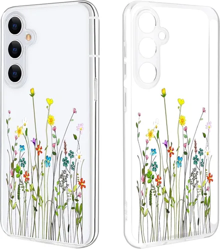 Miniatura 22 de Funda ultra transparente para Samsung Galaxy S23 con diseño de flores, TPU suave y delgado, patrón floral, transparente, funda protectora para niñas