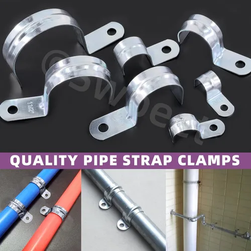 Miniatura 4 de Swpeet 30 piezas de 1-1/2 "(40 mm) zinc plateado un agujero EMT correa de tubo, correas de tubería U soporte de tubo abrazadera de tubo 1 agujero a