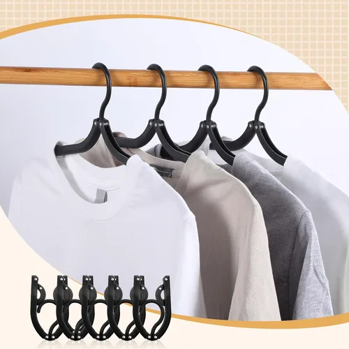 Miniatura 6 de Sieral 40 perchas plegables de viaje de plástico, portátiles, plegables para ropa, cruceros, artículos esenciales para viajes, cruceros, maletas