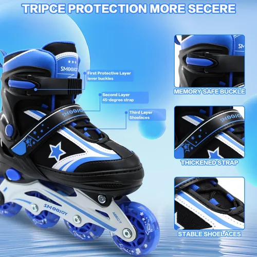 Miniatura 4 de Patines en línea para niños, niñas y jóvenes, todas las ruedas iluminadas con marco de aluminio para principiantes de 5 a 12 años, perfectos