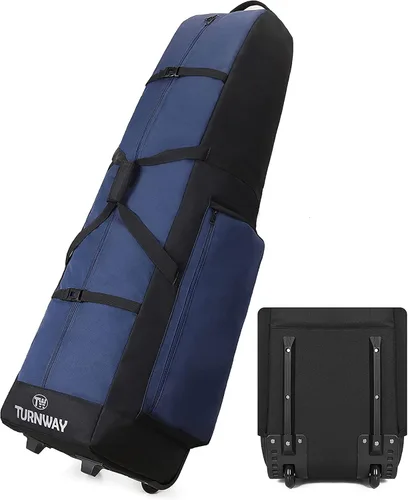 Miniatura 9 de TurnWay Bolsa de viaje de golf acolchada plegable, bolsa de golf de poliéster 900D resistente al agua, bolsa de transporte de golf con ruedas