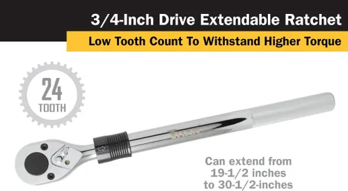 Miniatura 2 de Titan 12072 Trinquete extensible de transmisión de 3/4 pulgadas x 19-1/2 a 30-1/2 pulgadas de 24 dientes