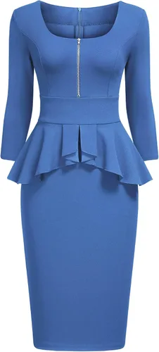 Miniatura 4 de Miusol - Vestido de mujer estilo retro con cuello cuadrado y volantes