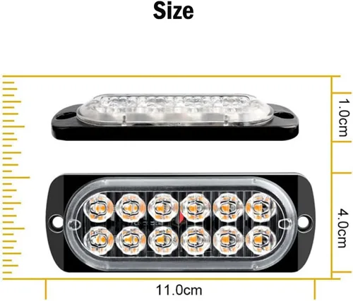 Miniatura 8 de Barra de luz estroboscópica intermitente de advertencia de peligro de emergencia de 12 LED, ultra delgada, para vehículos todoterreno, ATV