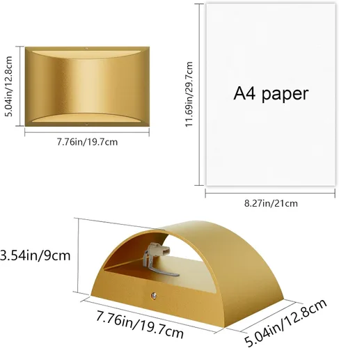 Miniatura 4 de Aipsun Juego de 2 apliques de pared dorados para interiores, con cableado, luces de montaje en pared arriba y abajo, para sala de estar, dormitorio