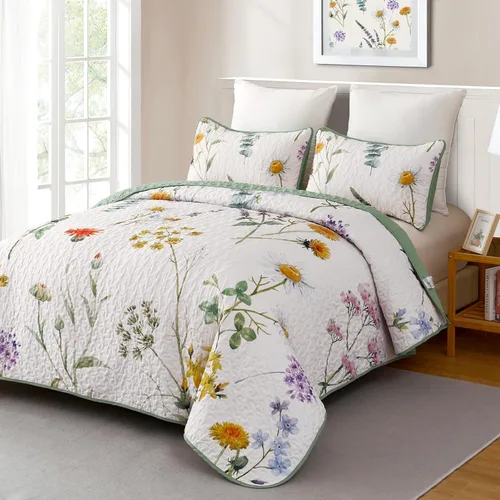 Miniatura 12 de Dobuyly - Juego de edredón para cama tamaño Queen, con diseño floral botánico en color teja, juego de edredón de 3 piezas, de microfibra suave