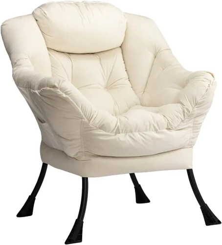 Miniatura 38 de HollyHOME - Silla perezosa con reposabrazos y bolsillo lateral, cómoda silla de sala de acento, sofá de ocio para sala de estar, recámara