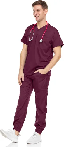 Miniatura 4 de Medichic Conjunto de pantalones deportivos elásticos con cuello en V para hombre con pantalones de siete bolsillos, disponible en más de 6