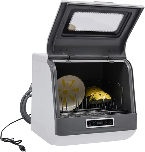 Miniatura 8 de Lavavajillas para encimera, 110 V, 800 W, portátil, pequeño, totalmente automático, mini lavavajillas con 3 modos con cesta de cuenco y tubo de agua