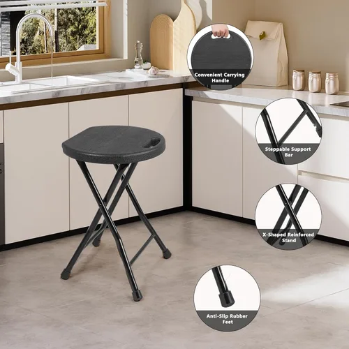 Miniatura 4 de COOZMENT Taburete plegable con asa, taburete de campamento portátil resistente de 550 libras, taburete plegable con pies antideslizantes