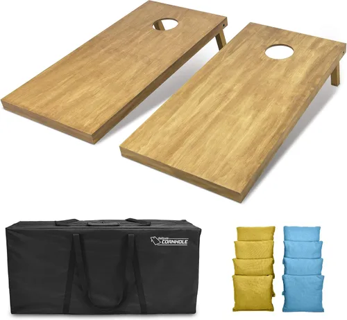 Miniatura 53 de GoSports 4 ft x 2 ft Regulation Size Wooden Cornhole Boards Set with Light Brown Finish - Includes Carrying Case and Bean Bags Negro- gris