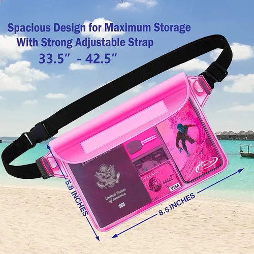 Miniatura 3 de AiRunTech Bolsa impermeable con correa para la cintura (paquete de 2) Accesorios de playa, la mejor manera de mantener tu teléfono y objetos