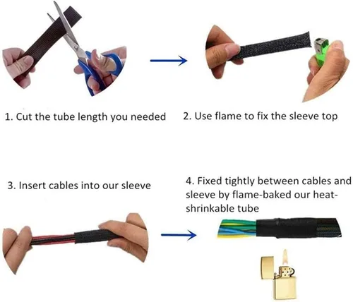 Miniatura 3 de Braided - Fundas para cables - Telar de alambre expandible de PET de 1/2 "-25 pies, malla oculta de alambre Braided para cable de video de Negro