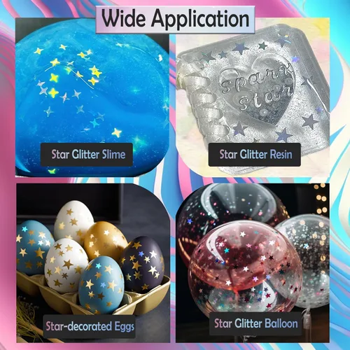 Miniatura 7 de Laza Estrellas de 0.35 oz con purpurina de confeti brillante holográfico micro cinco ángulos estrella falsas lentejuelas acrílico paillettes