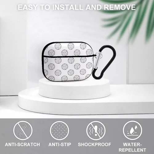 Miniatura 3 de Funda protectora para auriculares de voleibol en blanco y negro, portátil, a prueba de golpes, con diseño de llavero para Airpods Pro, talla única
