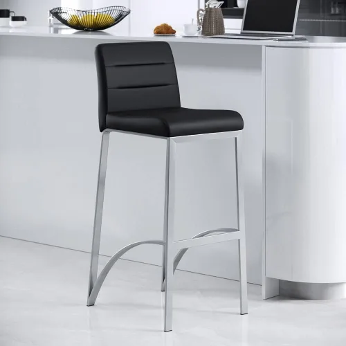 Miniatura 14 de Zuri Furniture Lynx Taburete de bar contemporáneo con base de metal, color gris