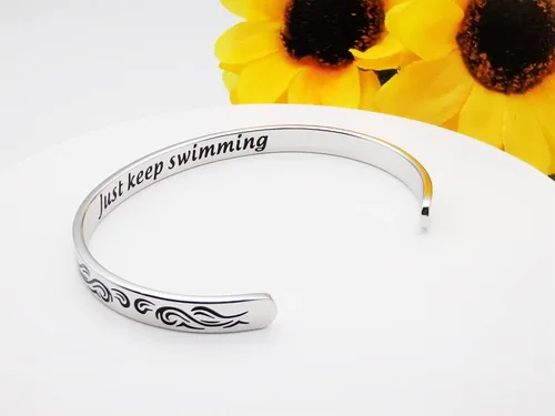 Miniatura 127 de Pulseras inspiradoras para mujer, joyería de acero inoxidable, con refranes, pulsera motivacional con mensaje oculto, pulseras grabadas para mejor