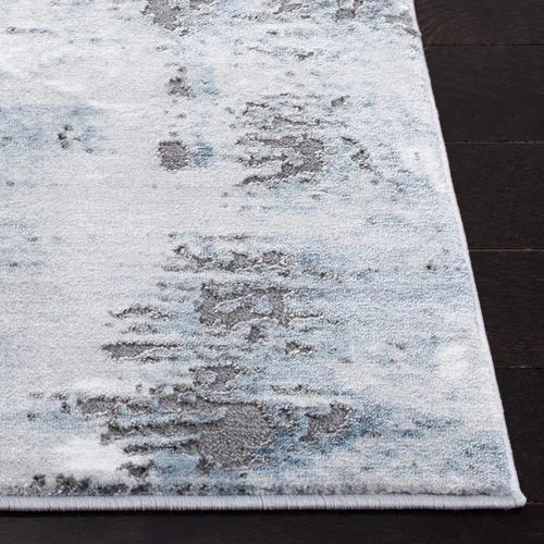 Miniatura 4 de SAFAVIEH Craft Collection - Alfombra para pasillo, 2.3 x 8 pies, azul y gris, diseño abstracto moderno, no desprende pelusa y de fácil cuidado