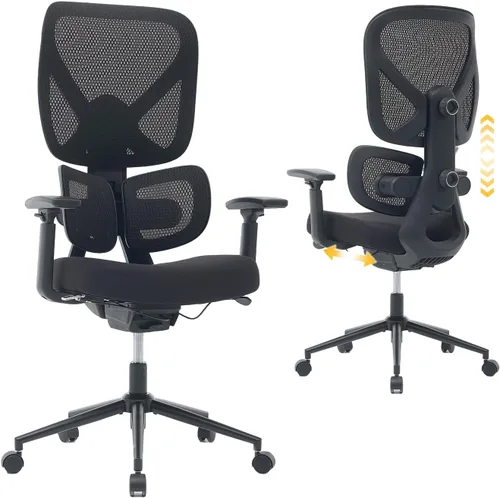 Nouhaus Ergo Morph Silla de oficina ergonómica, sillas de oficina de malla con respaldo alto con soporte lumbar dinámico de doble zona, respaldo