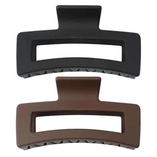 Pinzas de garra extra grandes para cabello grueso y cabello largo, paquete de 2 pinzas de garra tamaño XXL, pinzas rectangulares antideslizantes