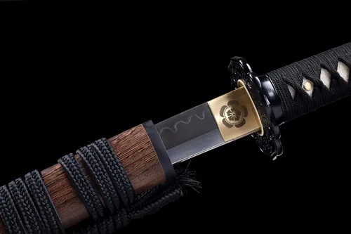 Miniatura 3 de Tanto Sword - Espada corta hecha a mano de arcilla katana templada de acero T10 real Hamon espada samurái de espiga completa afilada