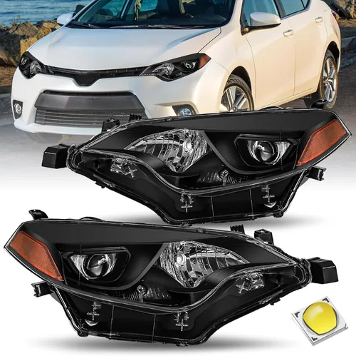 Miniatura 12 de JSBOYAT Conjunto de faros delanteros para 2014 2015 2016 Toyota Corolla Sedán 4 puertas, lámparas LED para conductor y pasajero con bombillas
