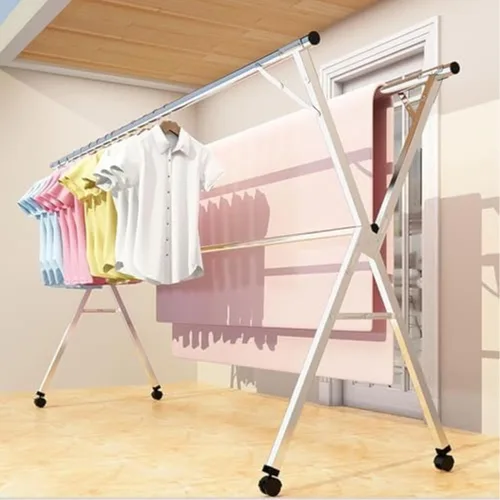 Miniatura 4 de Estante de secado de ropa plegable de acero inoxidable, para uso en interiores y exteriores, aireador portátil que ahorra espacio para balcón, 94